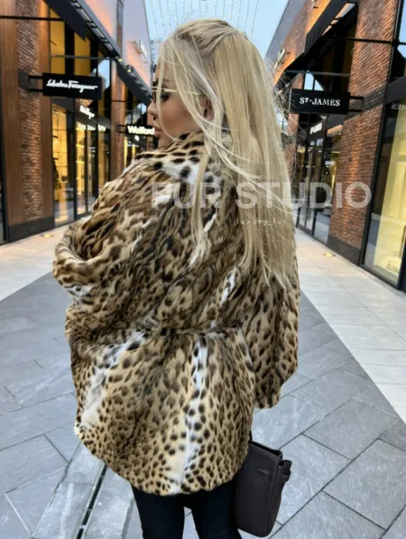 Шуба из оцелота под леопард модель «Летучая мышь» - фото 1