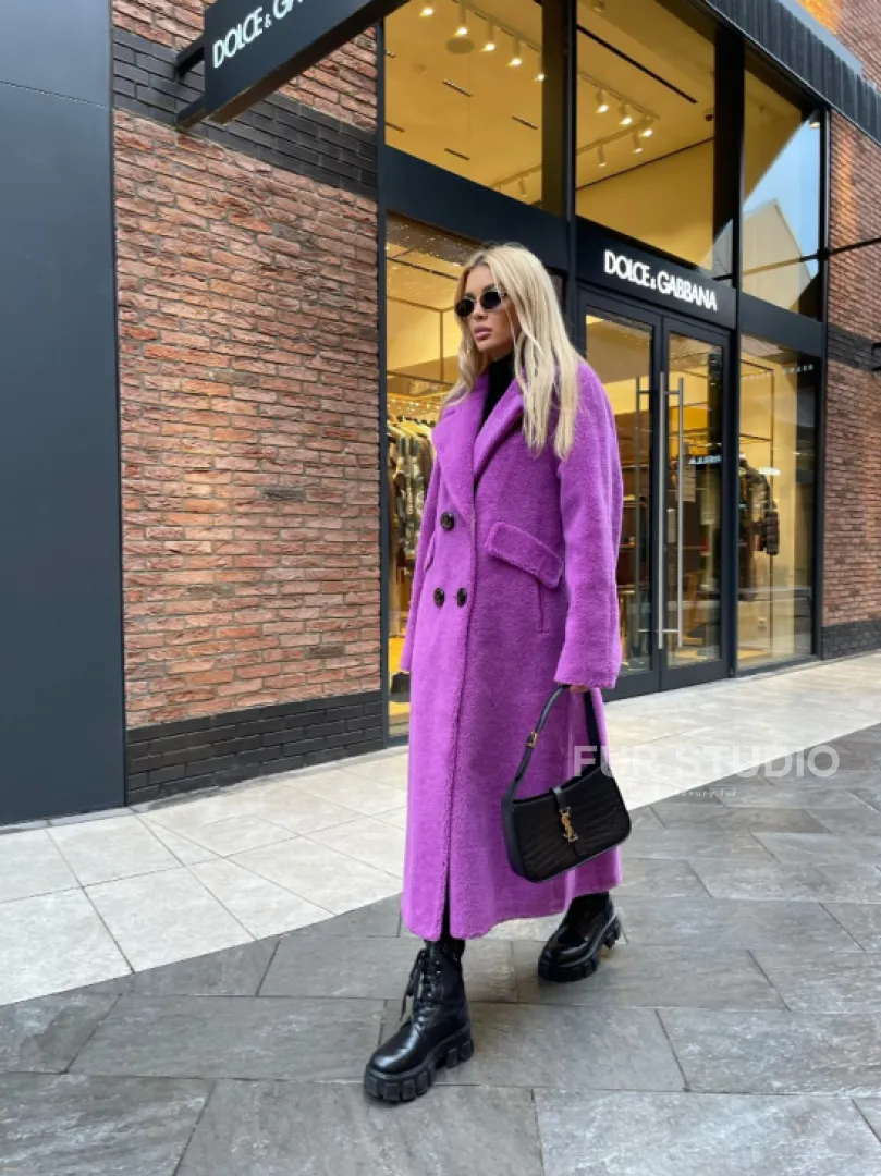 Стильное шерстяное пальто в ярком цвете - фото 3