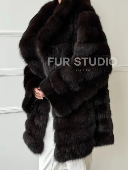 Шуба из куницы английский воротник - фото 3