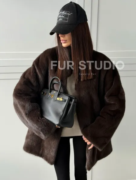 Куртка из норки с V - образным воротом - фото 7