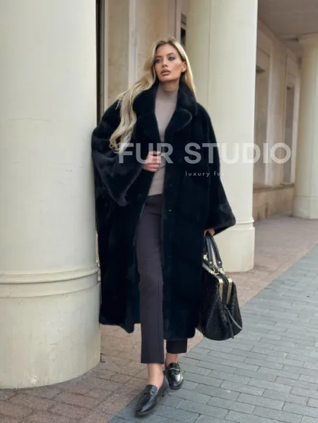 Зеленая норковая шуба - фото 10