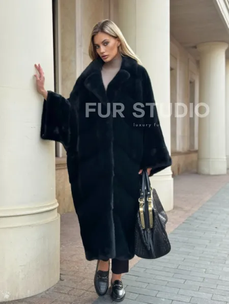 Зеленая норковая шуба - фото 4