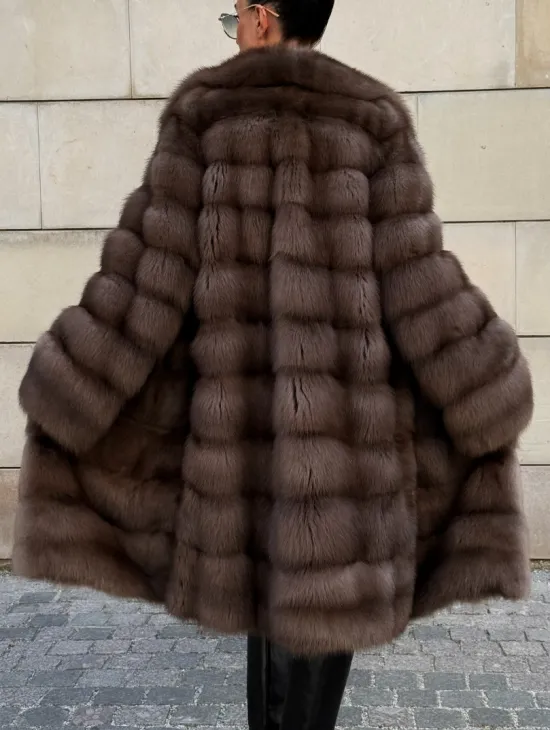 Шуба из куницы в цвете Tartufo  английский воротник - фото 7