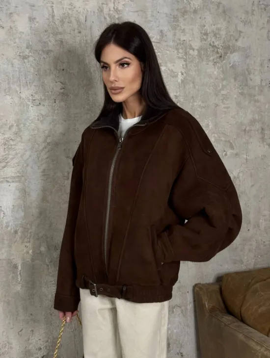 Дубленка - бомбер на молнии из овчины MERINO - фото 6