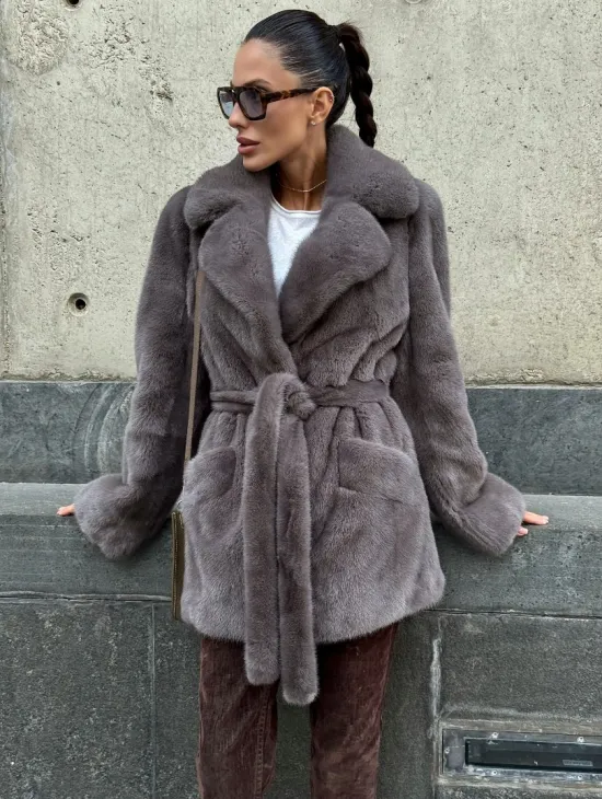 Норковая шуба лавандового цвета - VELVET - фото 2