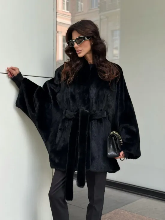 Черная шуба из аукционного меха норки SAGA FURS - фото 10