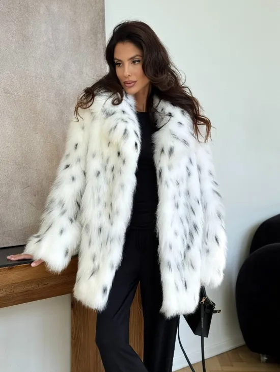 Шуба из лисы под рысь - белая - фото 6