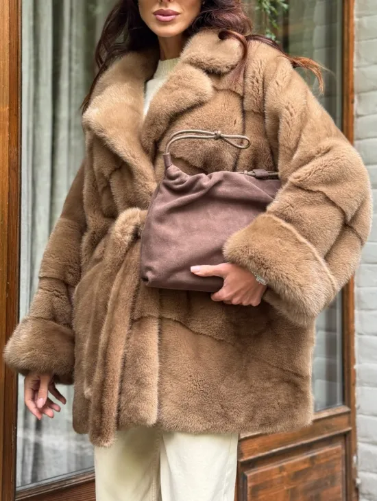 Полушубок норковый (бежевый) - фото 3