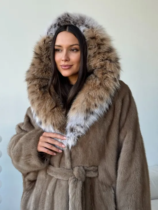 Норка - шуба летучая мышь с капюшоном рысь - фото 10