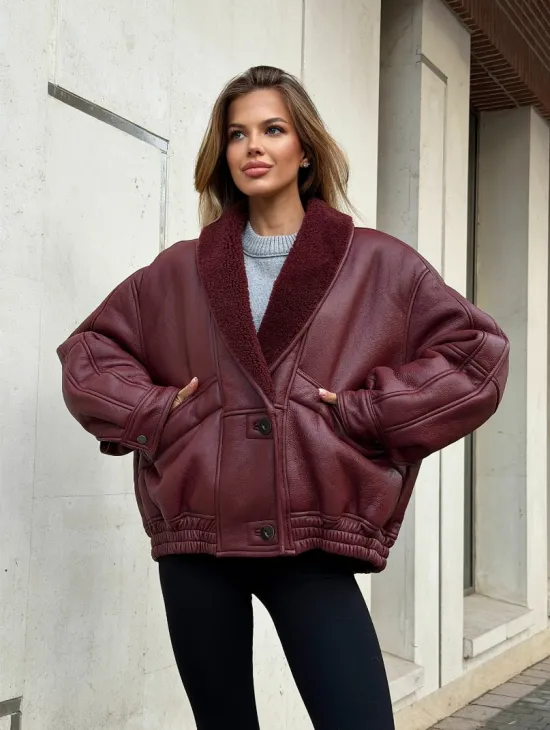 Дубленка женская зимняя - воротник шаль - фото 11