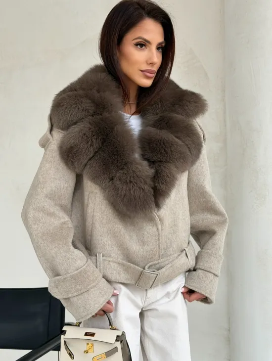 Куртка - пальто с мехом финского песца - фото 4