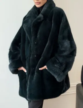 Зеленая норковая шуба - жакет - фото 2