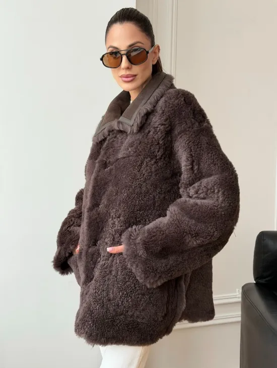 Двухсторонняя дубленка - мех тиградо - фото 9