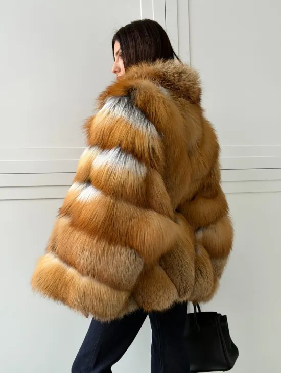 Шуба из лисы огневки - оверсайз - фото 11