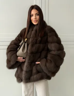 Женская шуба из меха куницы - фото 15