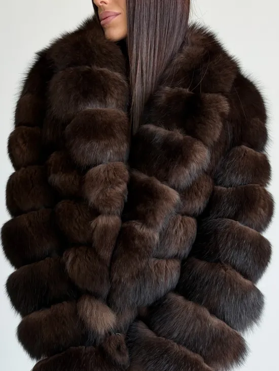 Шуба песцовая под соболь - фото 1