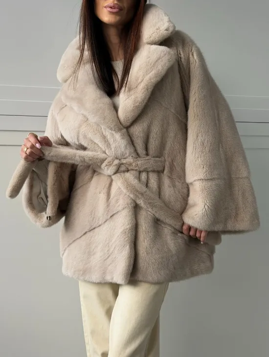 Зимняя норковая шуба фасона «летучая мышь» - фото 7