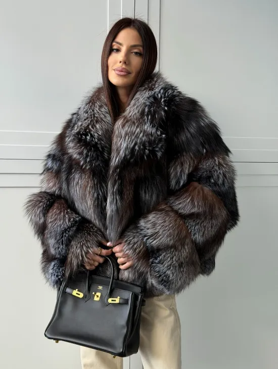 Шуба из меха блюфрост - воротник английский - фото 7