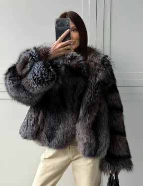 Шуба из меха блюфрост - воротник английский - фото 16