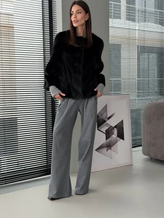 Норковый жакет - цвет черный - фото 2