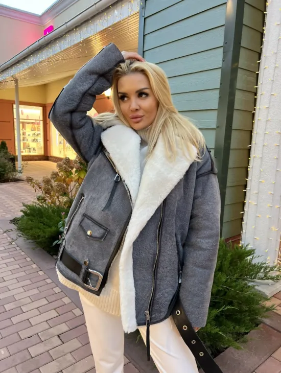 Дубленка - авиатор из винтажной кожи - фото 0