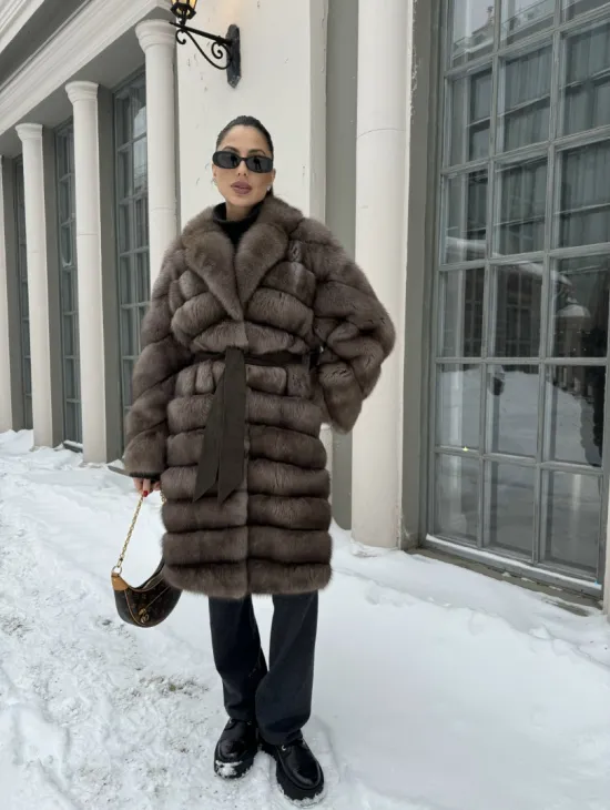 Шуба из меха соболя цвет Тортор  седина 1/2 - фото 8