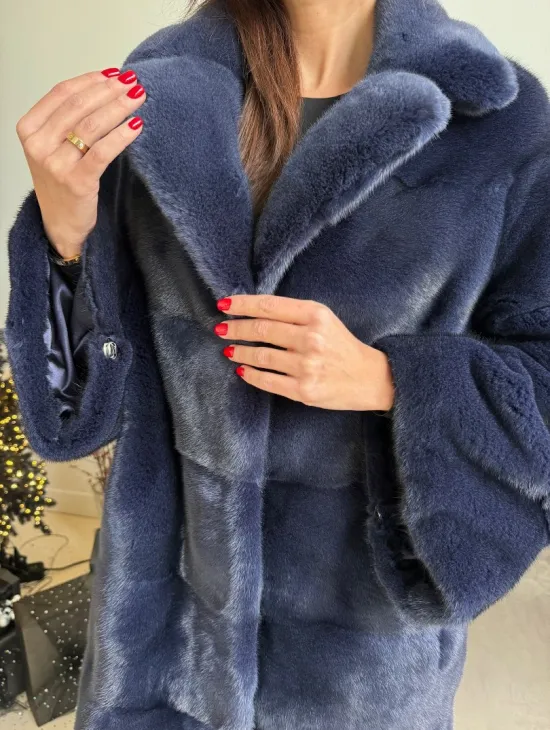 Норка KOPENHAGEN FUR английский воротник поперечка - цвет синий - фото 2