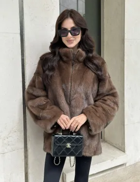 Норковая шуба в коричневом оттенке - Соболь - фото 6