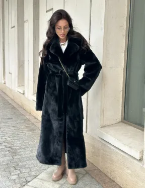 Черная норковая шуба NAFA MINK с поясом в пол - фото 11